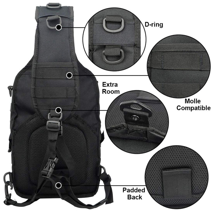 Tactical Sling Bag Pack Military Assault Rucksack Shoulder Bag Backpack Chest Pack Handbag Waterproof for Travel Hiking Camping Trekking Exploring Fishing Hunting