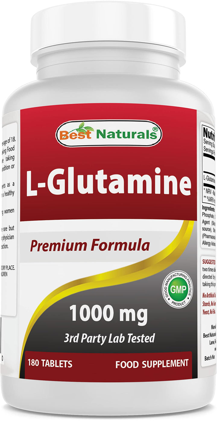 L-Glutamine 1000mg Fuel for Workout (Non-GMO) Tablets, 180 Count