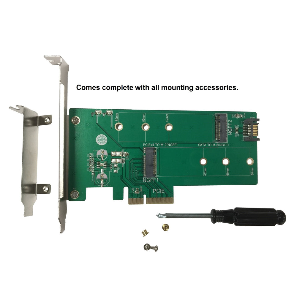 M.2 NVMe + M.2 SATA SSD PCIe x4 Adapter (UGT-M2PC200), Green