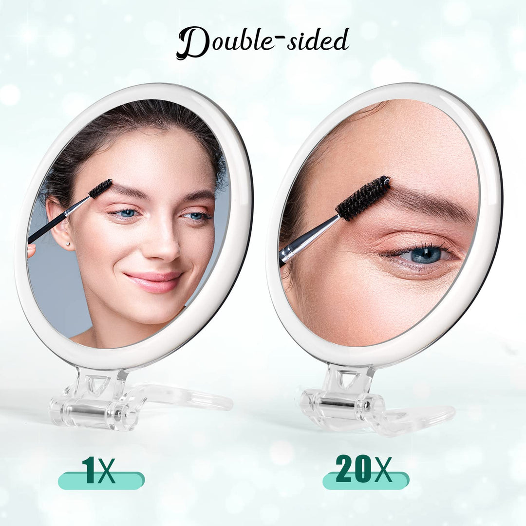 Hand Mirror, 1X/20X Magnifying Handheld Mirror, Portable Travel Folding Hand Held Mirror,Double Sided Makeup Mirror for Girl