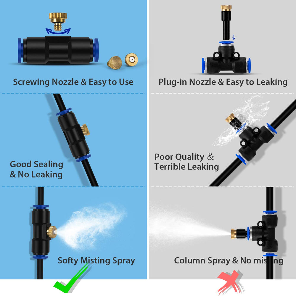 Misting Cooling System, Outdoor Misting System for Patio, 40 FT Misting Line+10 Mist Nozzles+3/4 Brass Adapter,Outdoor Mister System for Patio Garden Trampoline Greenhouse