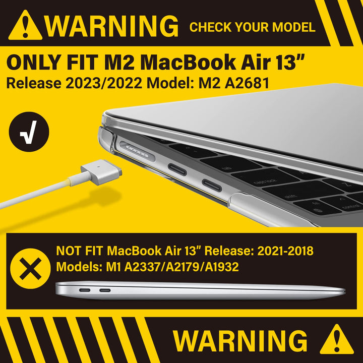 Compatible with 2024 2023 2022 MacBook Air 13 inch Case M3 A3113 M2 A2681, Hardshell Case & KeyboardCover & ScreenFilm for Mac Air 13.6 with Touch ID, Crystal Clear, KK-CYCL+2