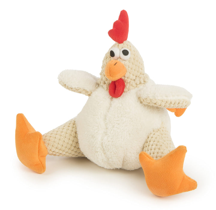 Checkers Fat Rooster Squeaky Plush Dog Toy, Chew Guard Technology - White, Large