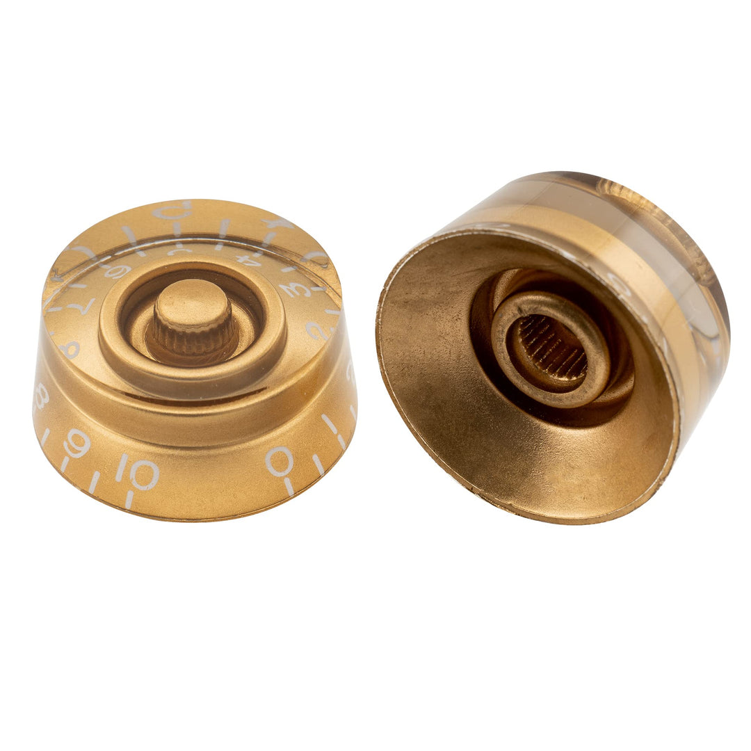 Pro Inch USA LP Guitar Speed Knobs Fine 24-Spline Tone Volume Control Knobs for USA Les Paul CTS Pots Electric Guitar, Gold (Set of 4)