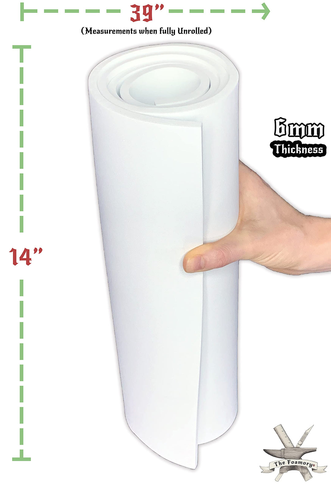 EVA Foam Cosplay - 6mm (1mm to 10mm) - White or Black - 14 x 39 Sheet - Ultra High Density Craft Foam 85 kg/m3 -
