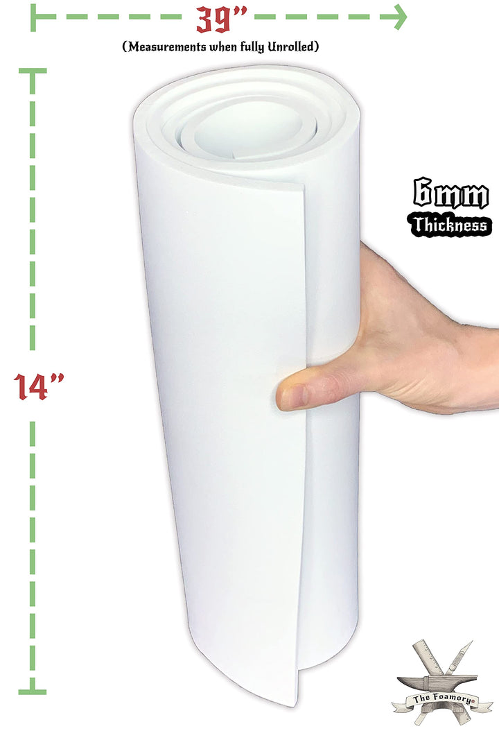 EVA Foam Cosplay - 6mm (1mm to 10mm) - White or Black - 14 x 39 Sheet - Ultra High Density Craft Foam 85 kg/m3 -