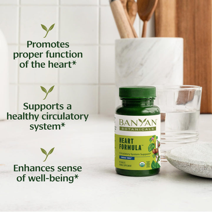 Heart Formula – Organic Herbal Heart Health Supplement with Hawthorn Berry and Guduchi – Supports Proper Function of The Heart* – 90 Tablets – Non-GMO Sustainably Sourced Vegan