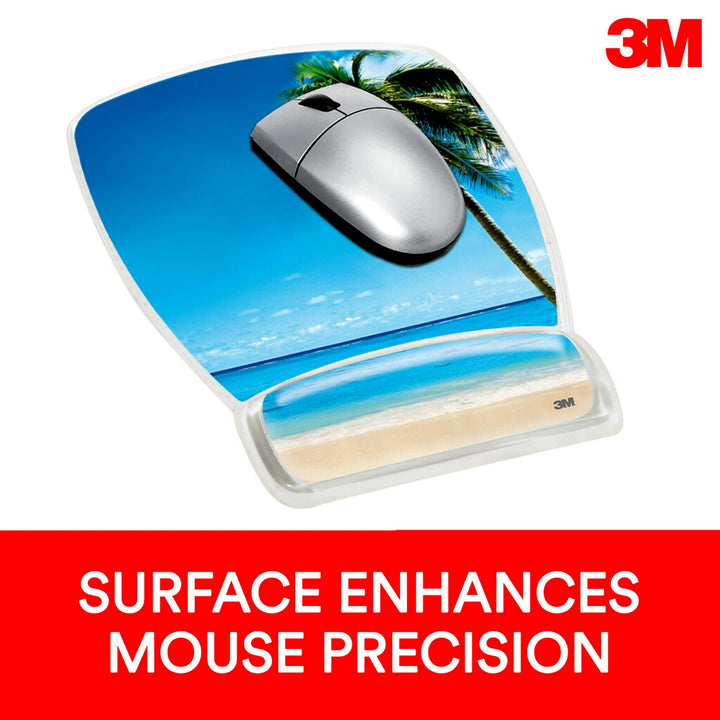 Fun Design Clear Gel Mouse Pad with Wrist Rest, 6.8 x 8.6, Beach Design
