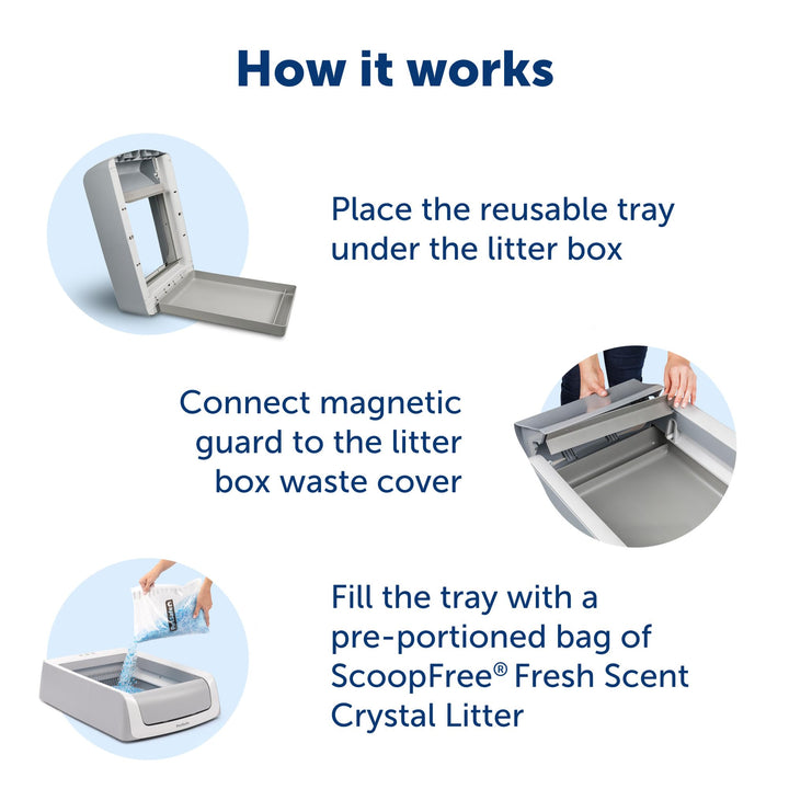 Official ScoopFree Crystal Reusable Tray - Compatible with ScoopFree Crystal Automatic Self-Cleaning Litter Boxes, Includes 4.3 lb of Premium Non Clumping Crystal Litter, Fresh Scent