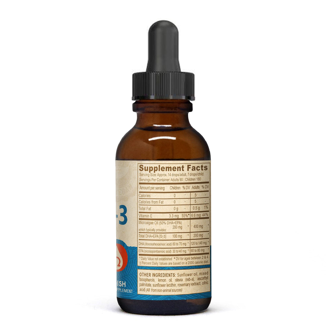 Deva Nutrition Vegan Liquid DHA EPA Herbal Supplement Lemon Flavor 2 Ounce