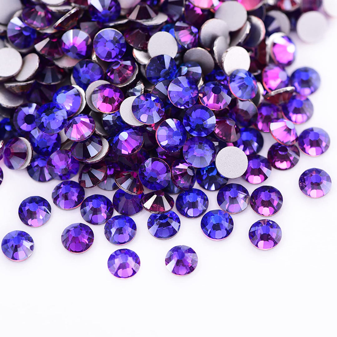 1440 Pieces SS10 Flatback Rhinestones, 2.8MM Flatback Crystal Rhinestones for Craft Nails Dance Costumes, Non Hotfix Rhinestones (Purple Velvet)