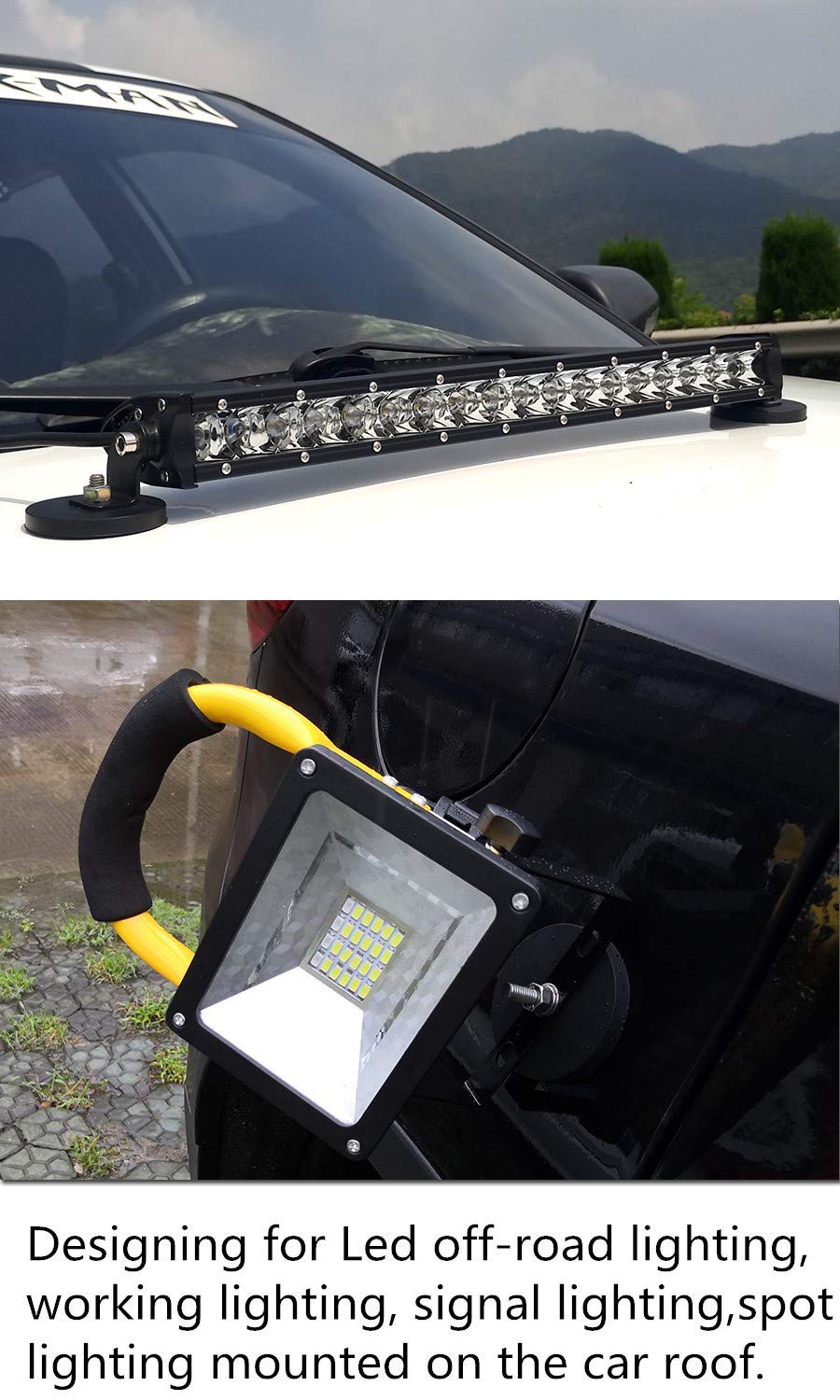 MUTUACTOR 2Pack 105lb Anti-Scratch Neodymium Rubber Coated Magnet for Off-Road Vehicle Lighting,Strong Magnetic Base with M8 Male Thread for Led Working/Signal Lights,Antenna