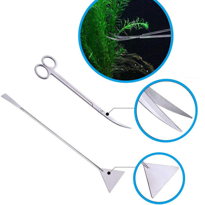 Aquarium Aquascaping Tool, Long Tweezers Scissors Spatula, 4 in 1 Stainless Steel Aquatic Plants Set for Fish Starter Kits, Aquariums Tank and Terrarium