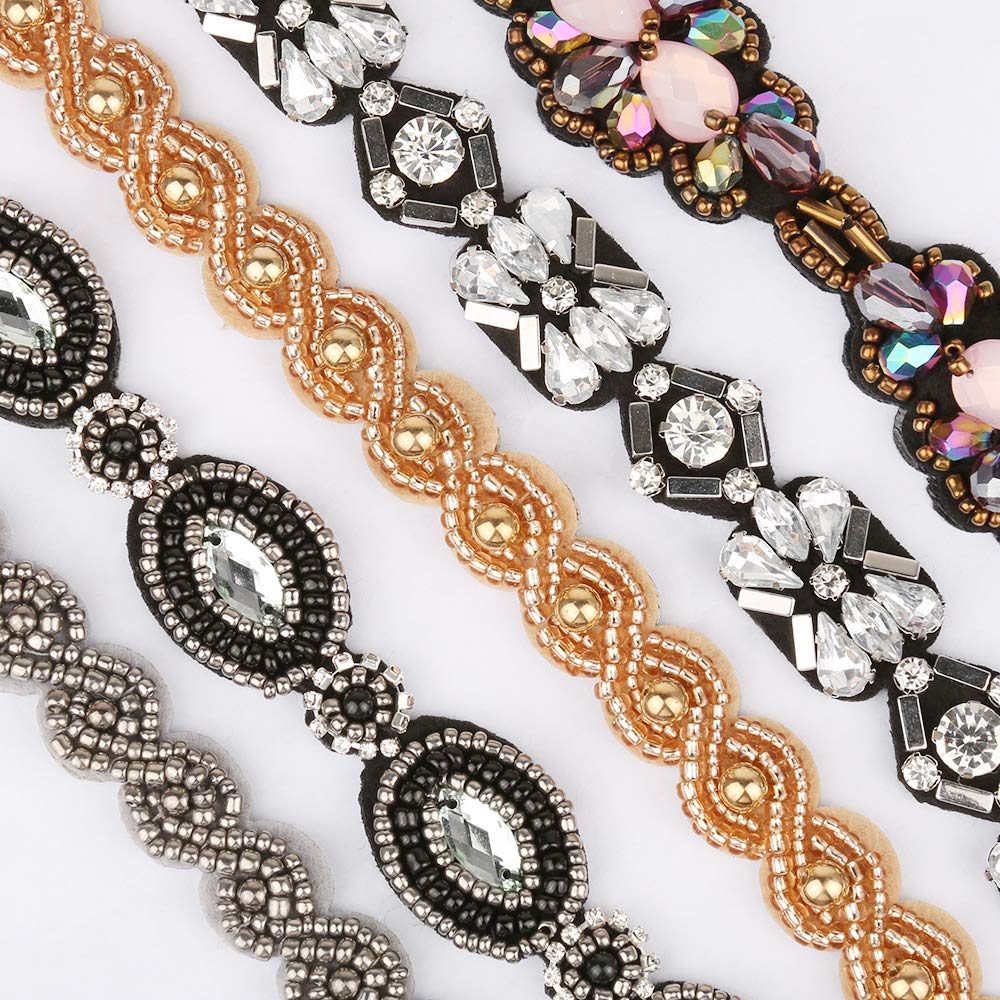 Elastic Beaded Headbands, 5pcs Beads Headband,Jewels Headband,Crystal Rhinestone Headband for Women Girls