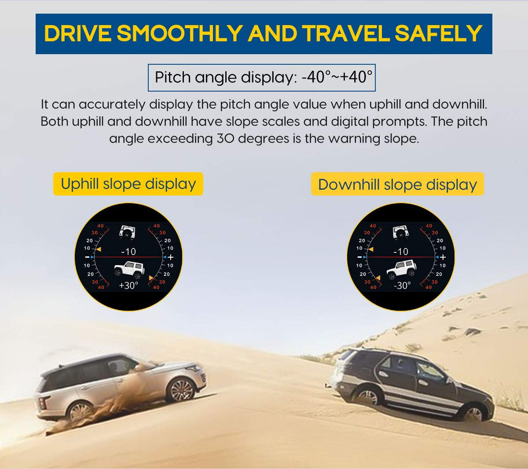 ourantools X95 GPS Speed Slope Meter, Digital Inclinometer Level & Angle Gauge, Head Up Display Speedometer, Bevel Tilt Gauges with Multifunctional Function for All DC5-28V Cars