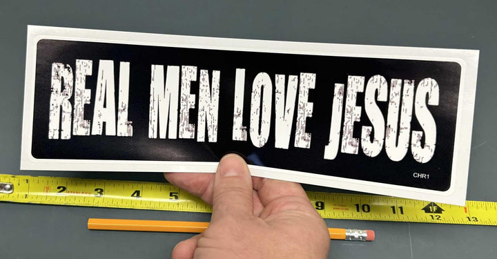 - REAL MEN LOVE JESUS - Christian Bumper Sticker - Professionally Made in The USA - Vinyl Decal