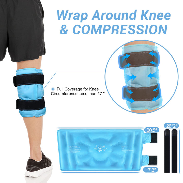 XL Knee Ice Pack Wrap Around Entire Knee After Replacement Surgery, Ice Pack for Knee Injuries Reusable Gel-Large