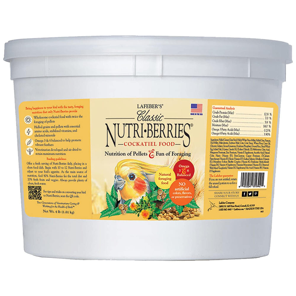 Classic Nutri-Berries Pet Bird Food, Made with Non-GMO and Human-Grade Ingredients, for Cockatiels (4 lb)