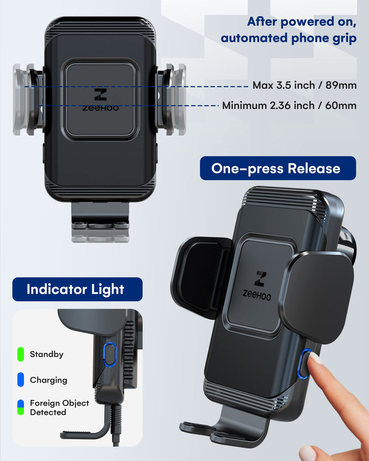 ZeeHoo Wireless Car Charger,Fast Charging Auto-Clamping Car Mount,Qi Air Vent Phone Holder for iPhone 13 12 Mini 11 Pro Max XS XR 8,Samsung Galaxy S22 S21 S20 S10 S9 Note 20 10 9 8,Pixel,LG