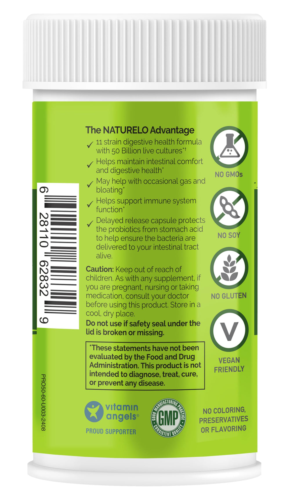 Probiotics for Digestive Health - 50 Billion CFU, 11 Strains Daily Supplement - Boosts Immune System, Delayed Release, 60 Vegetarian Capsules