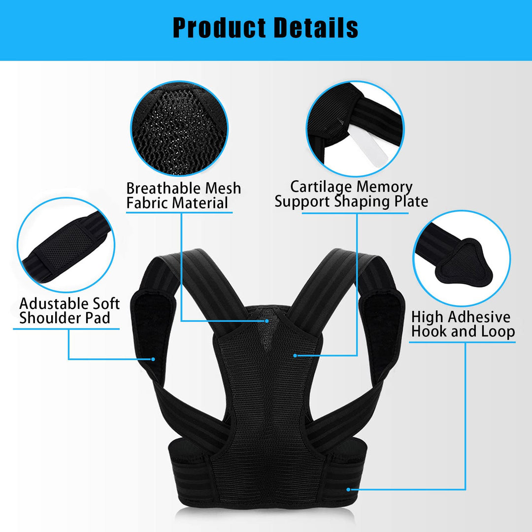 Posture Corrector for Kids Adjustable Back Straighter with Shoulder Pads Upper Back Posture Brace for Teenagers to Provide Spinal Support Improve Posture and Prevent Slouching (M)