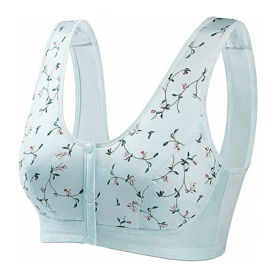 Front Button Bra, Convenient Front Button Bra,Front Closure Sports Bras Women Cotton Ultra Soft Cup,Everyday Sleep Bras,Front Closure Cotton Sports Bras for Women Girls (Light Green,36)