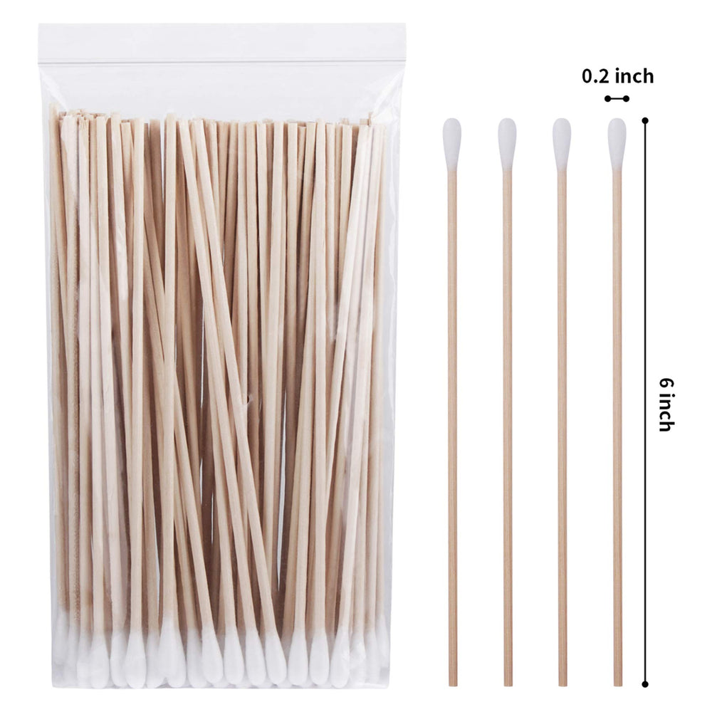 Cotton Swabs for Ears with Long Wooden Sticks 100 Count 6 Inches Cotton Tipped Swabs Wooden Cotton Swabs for Cleaning