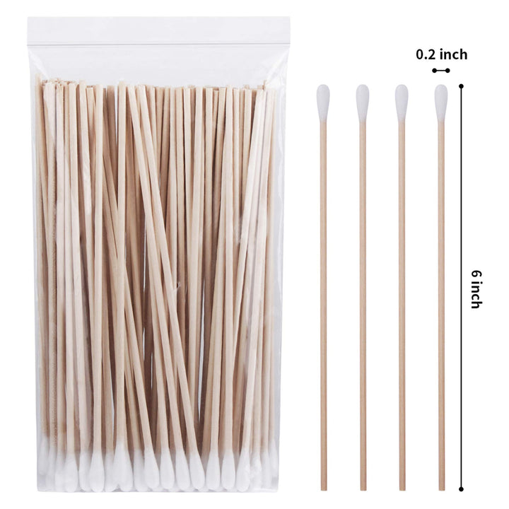 Cotton Swabs for Ears with Long Wooden Sticks 100 Count 6 Inches Cotton Tipped Swabs Wooden Cotton Swabs for Cleaning
