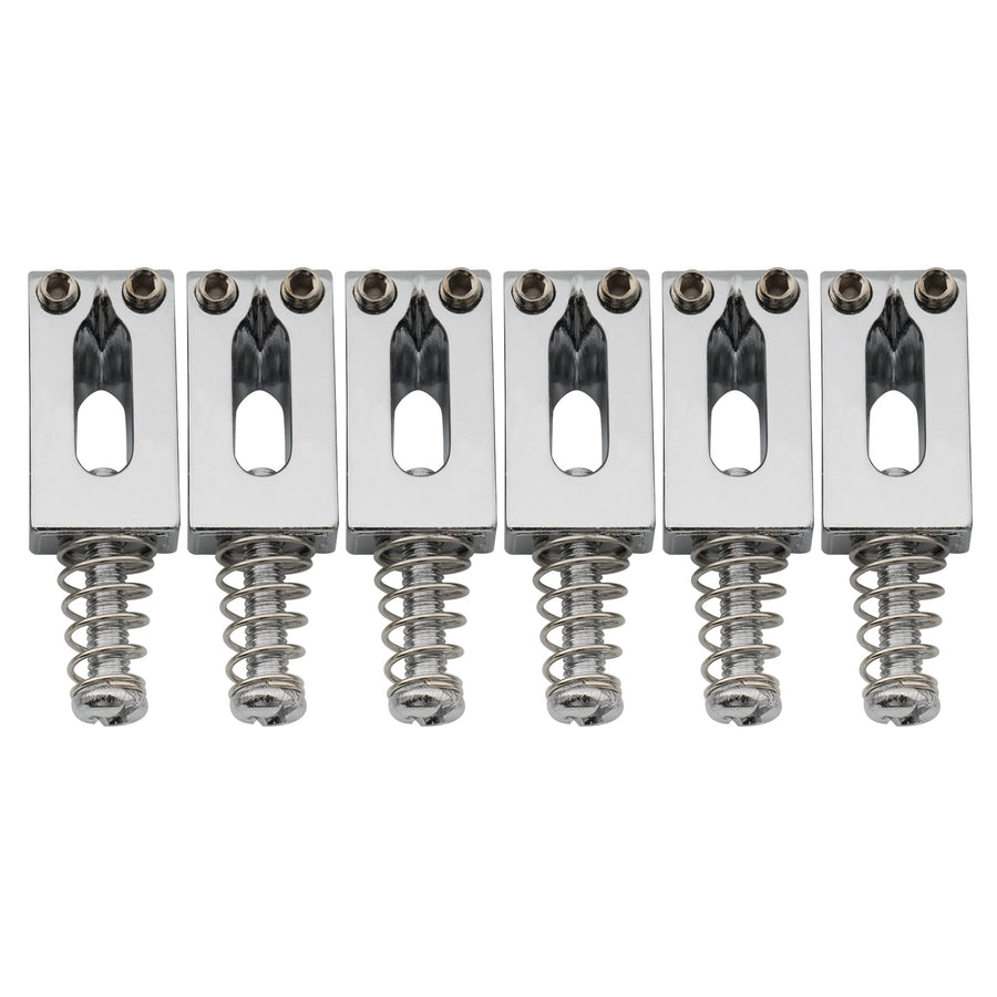 10.5mm Guitar Tremolo Bridge Saddles Set for Fender Stratocaster Strat Telecaster Tele Electric Guitar Replacement, Chrome(Set of 6)