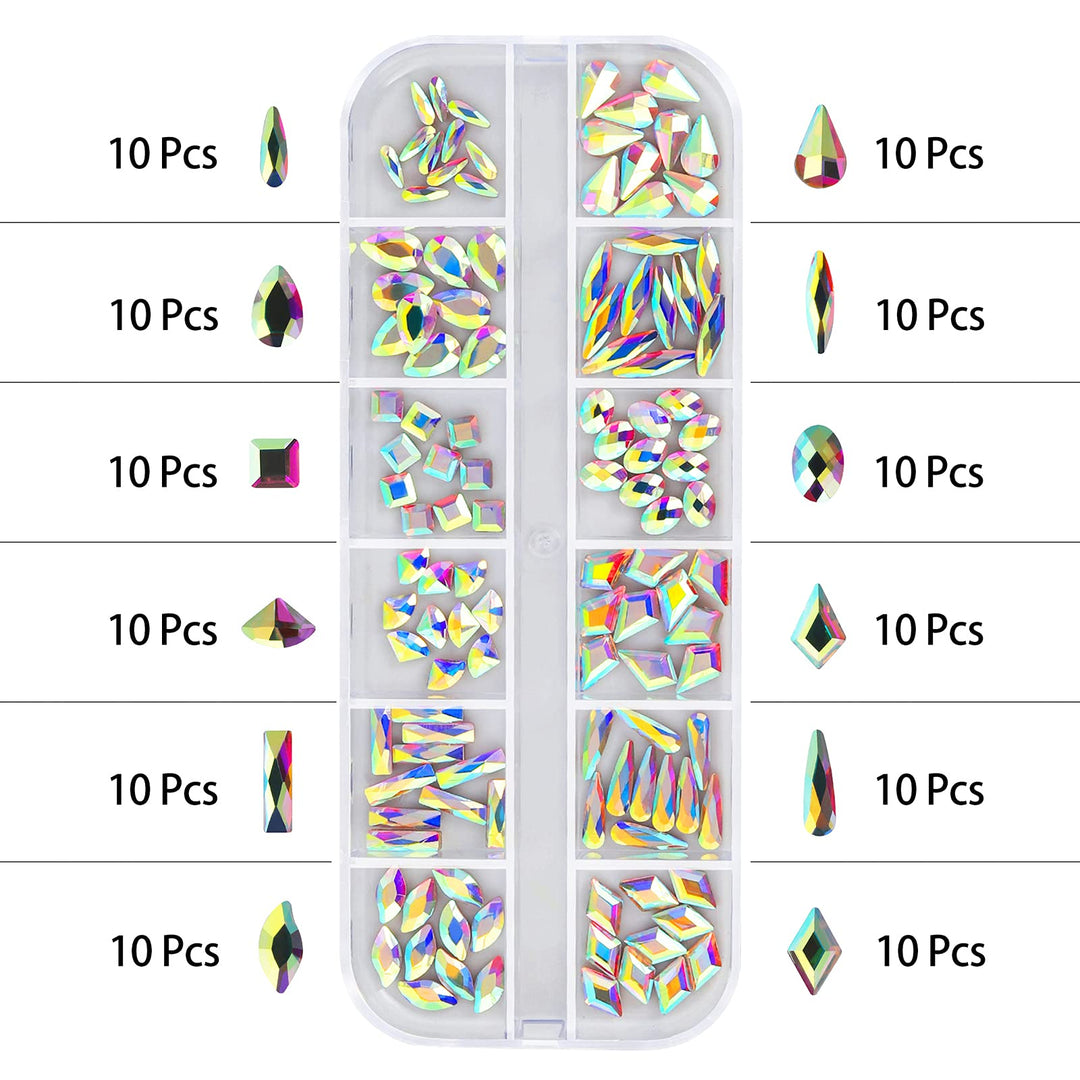 nail art Rhinestones 5000pcs+2000pcs+1728pcs+120pcs Multi Shapes Glass Crystal AB Rhinestones for nail gems with tools and nail rhinestone glue nail decoration and accessories kit.