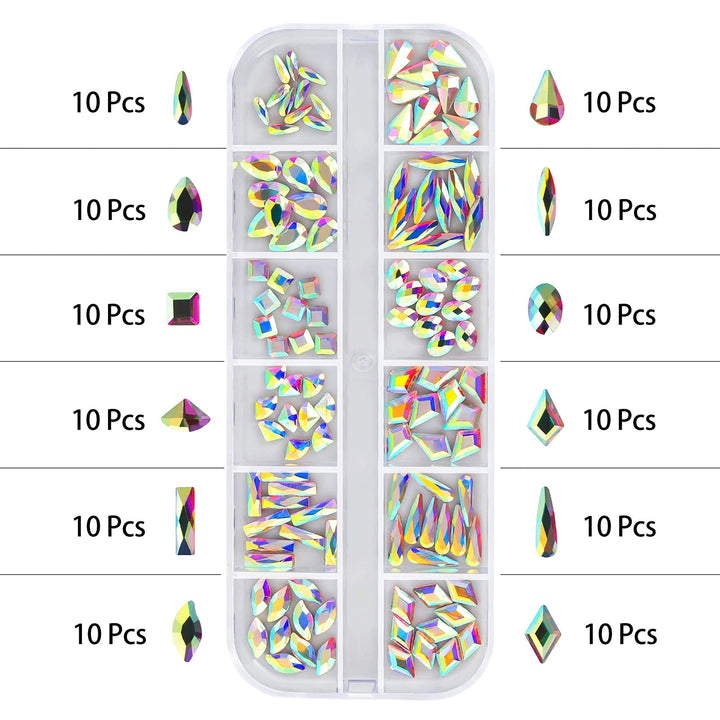 nail art Rhinestones 5000pcs+2000pcs+1728pcs+120pcs Multi Shapes Glass Crystal AB Rhinestones for nail gems with tools and nail rhinestone glue nail decoration and accessories kit.