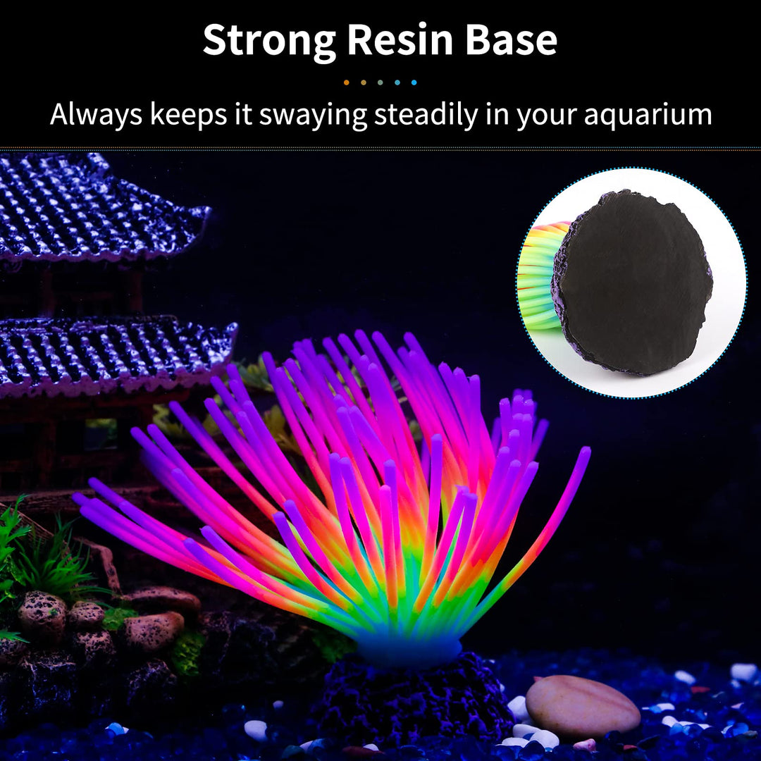 Aquarium Imitative Rainbow Sea Urchin Ball Artificial Silicone Ornament with Glowing Effect for Fish Tank Landscape Decoration