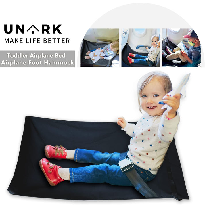 Airplane Footrest,Travel Toddler Bed,Portable Toddler Bed for Travel,Travel Foot Rest for Airplane Flights,Toddler Airplane Bed,Airplane Seat Extender for Kids(Black)
