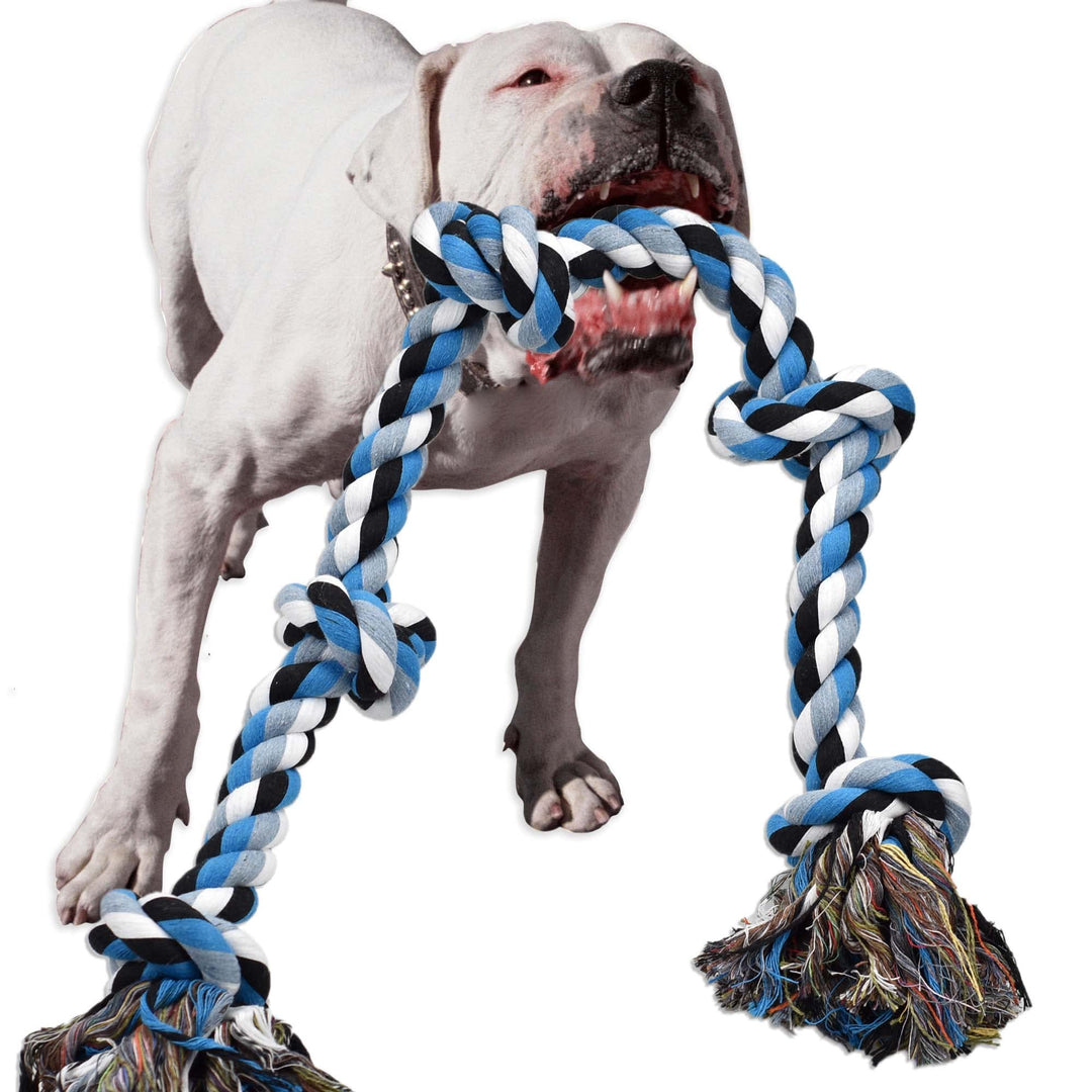 Dog Toys for Aggressive Chewers Tough Rope Chew Toys for Large and Medium Dog 3 Feet 5 Knots Indestructible Cotton Rope for Large Breed Dog Tug of War Dog Toy Teeth Cleaning
