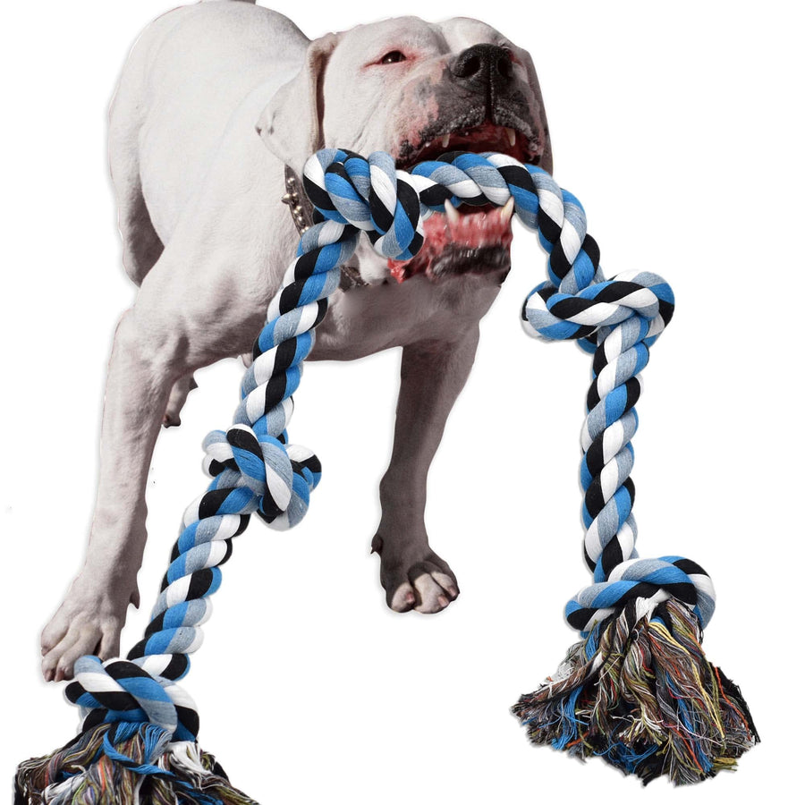 Dog Toys for Aggressive Chewers Tough Rope Chew Toys for Large and Medium Dog 3 Feet 5 Knots Indestructible Cotton Rope for Large Breed Dog Tug of War Dog Toy Teeth Cleaning