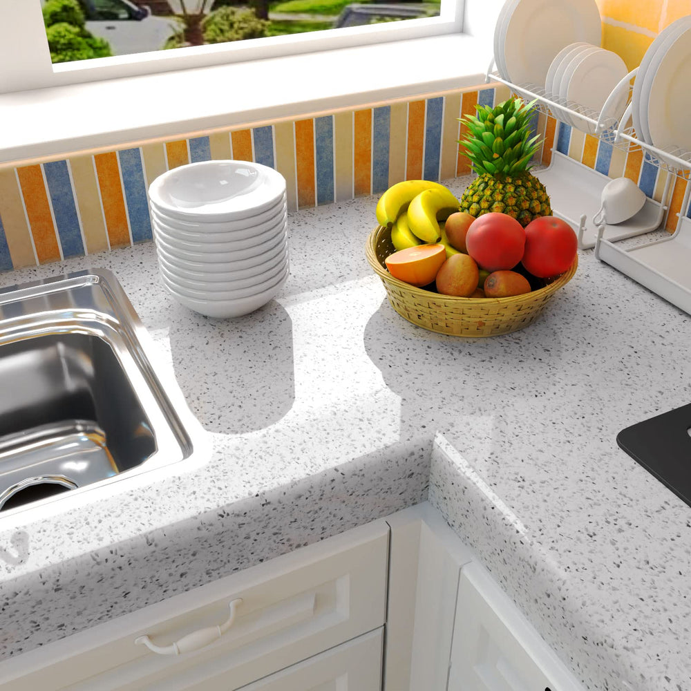 Glossy Marble Contact Paper for Countertop Marble Peel and Stick Wallpaper Granite Wallpaper White Marble Sticker Waterproof Marble Self Adhesive Wallpaper Removable15.7”×118” Easy to Install