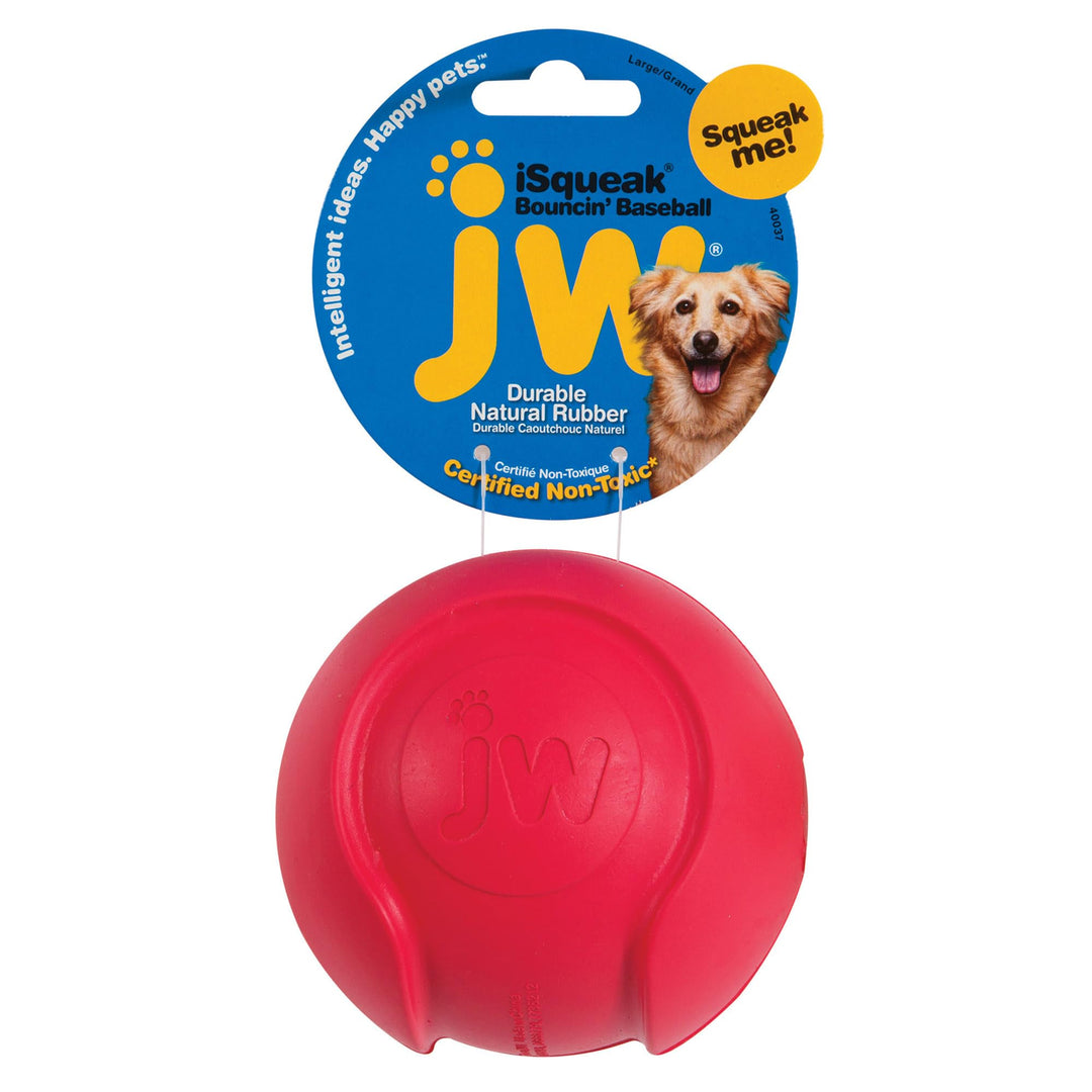 Pet Company iSqueak Bouncin' Baseball Dog Toy, Large (Colors Vary), multi (40037)