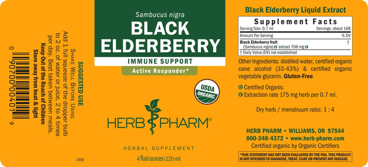 Herb Pharm Black Elderberry Extract, 4 OZ