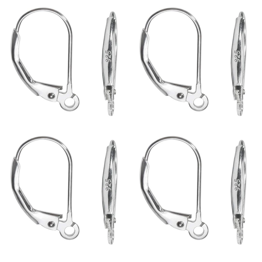 TOAOB 8pcs 925 Sterling Silver Leverback French Earring Hooks Hypoallergenic Dangle Earwire Findings 16x9mm with Jump Rings for Jewelry Making