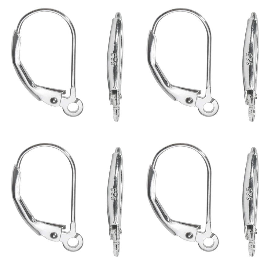 TOAOB 8pcs 925 Sterling Silver Leverback French Earring Hooks Hypoallergenic Dangle Earwire Findings 16x9mm with Jump Rings for Jewelry Making