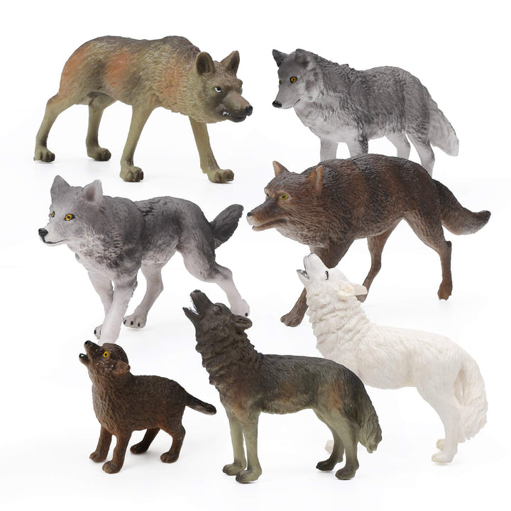 7Pcs Wolf Toy Figurines Set Wolf Animals Figures (Wolf Set A)