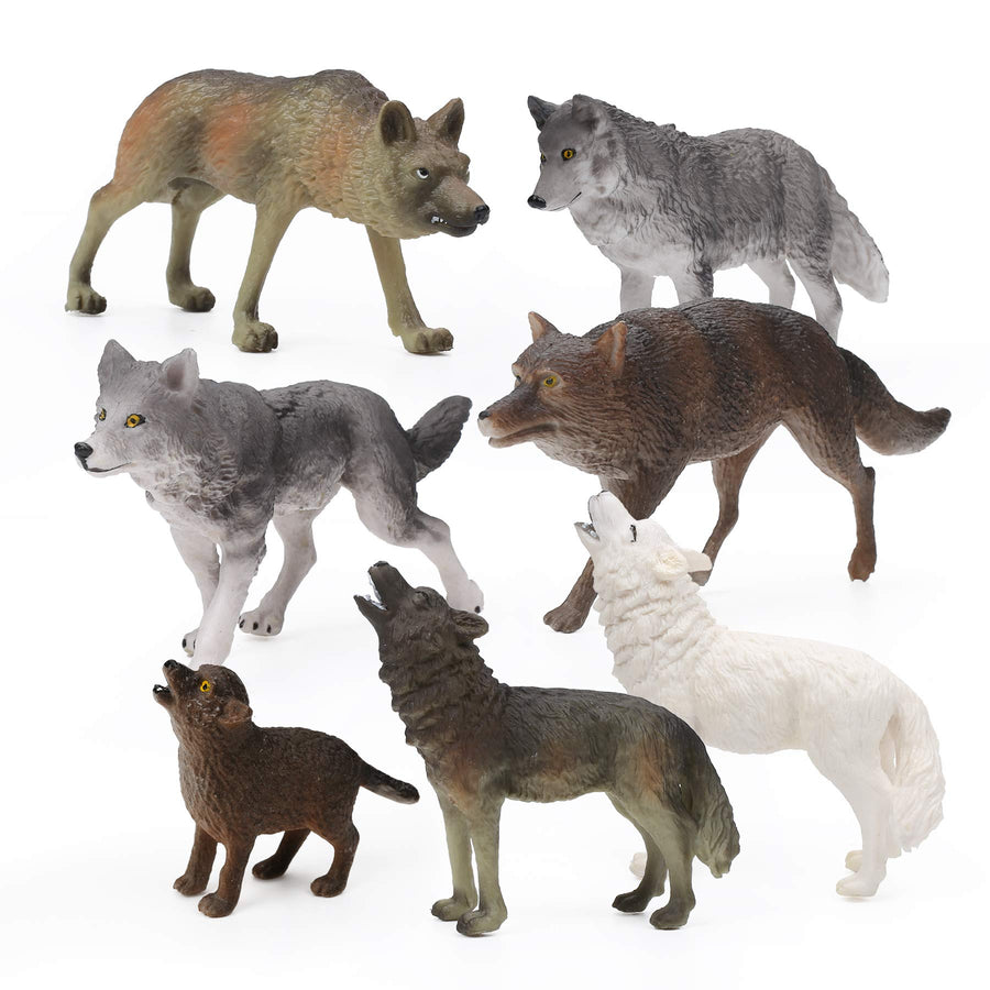 7Pcs Wolf Toy Figurines Set Wolf Animals Figures (Wolf Set A)