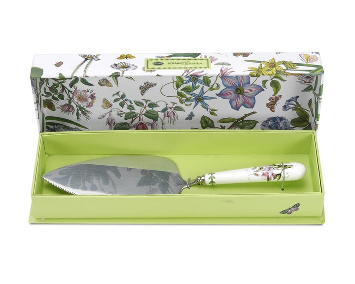 Botanic Garden 10 Cake Server | Stainless Steel and Porcelain | Chip-Resistant Glaze | Floral Motif | Ideal for Wedding Cakes, Pies, Desserts