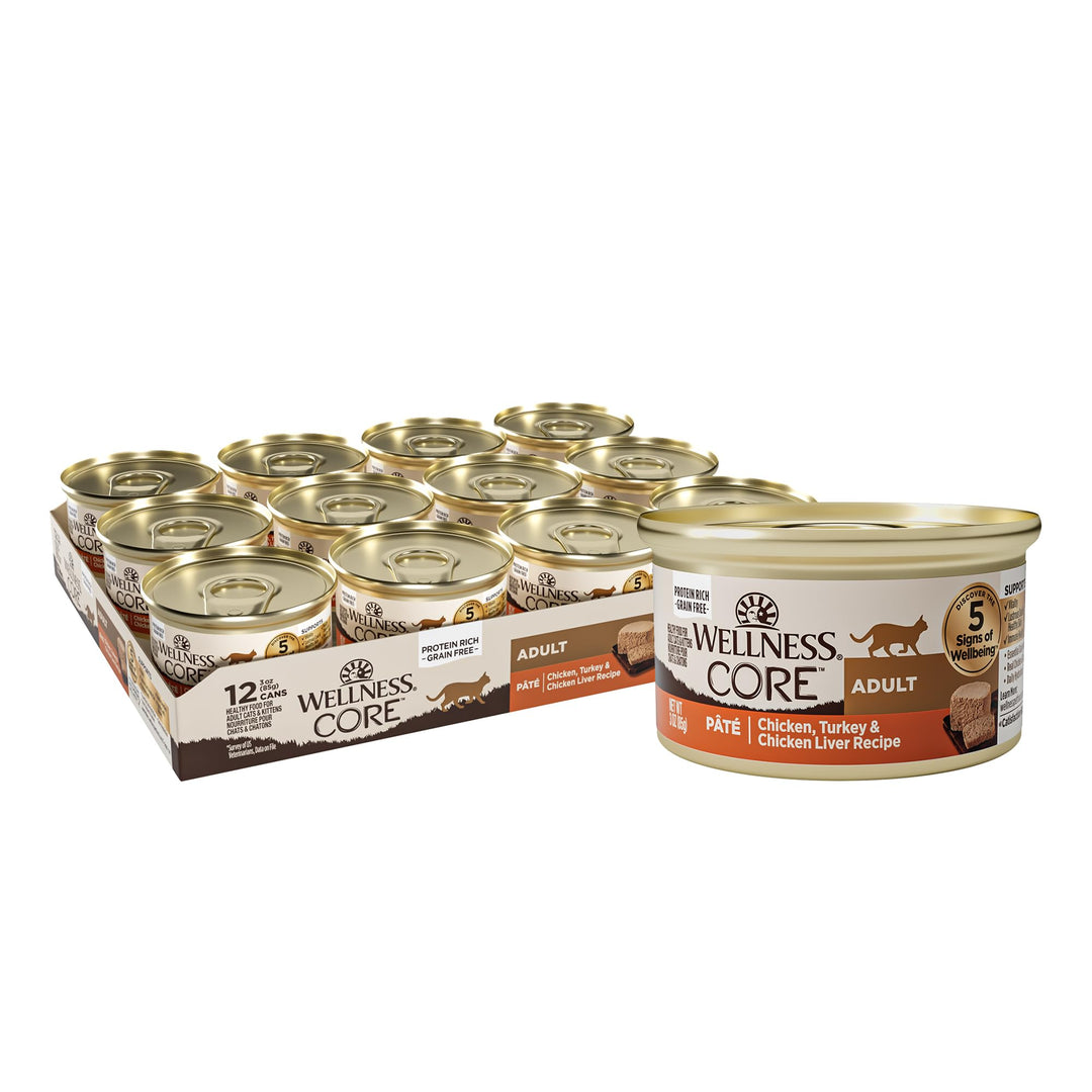 CORE Pate Adult Wet Cat Food, Natural, Protein-Rich, Grain Free, 3 Ounce, 12 Pack (Chicken, Turkey & Chicken Liver)