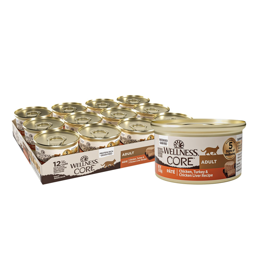 CORE Pate Adult Wet Cat Food, Natural, Protein-Rich, Grain Free, 3 Ounce, 12 Pack (Chicken, Turkey & Chicken Liver)