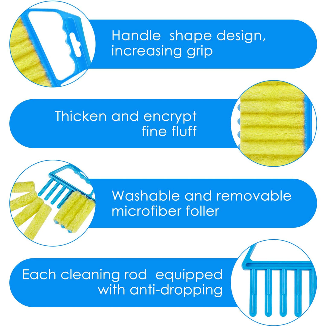 2 Pieces Blind Cleaner Duster Tool, 7 Finger Dusting Cleaner Tool for Window Venetian, Washable Mini Cleaner Brush, Hand Held Cleaner Tool for Air Conditioner Wood Blinds Dust Dirt (2 Colors)