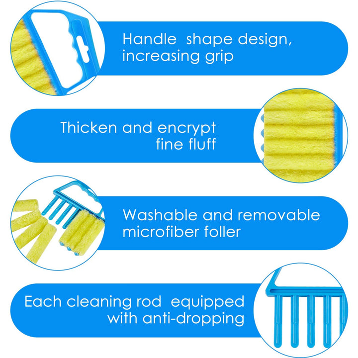 2 Pieces Blind Cleaner Duster Tool, 7 Finger Dusting Cleaner Tool for Window Venetian, Washable Mini Cleaner Brush, Hand Held Cleaner Tool for Air Conditioner Wood Blinds Dust Dirt (2 Colors)
