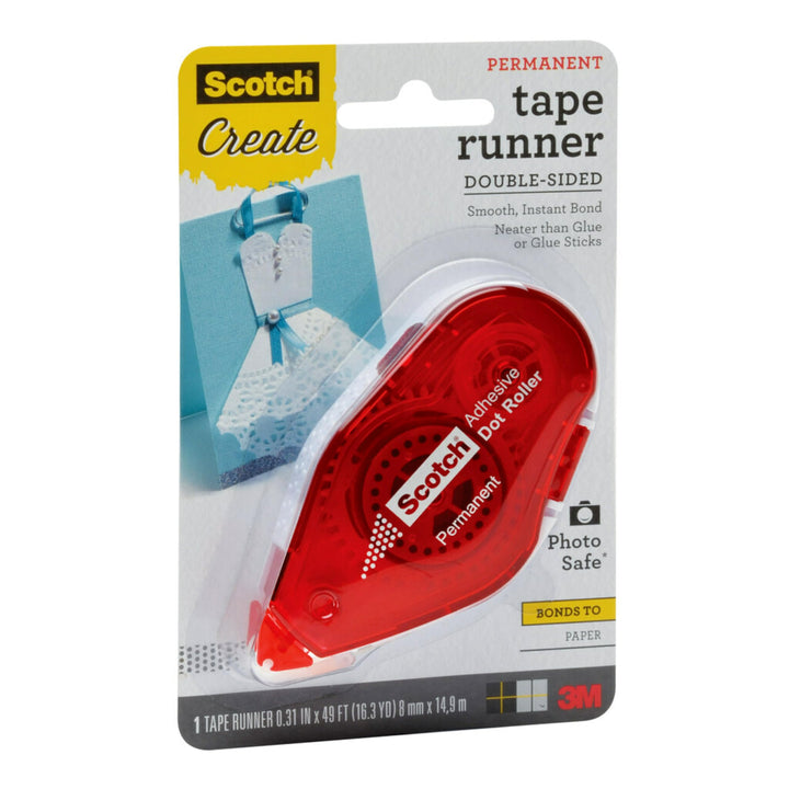 Tape Runner, Double Sided Tape Roller, .31 in x 49 ft, 1/Pack