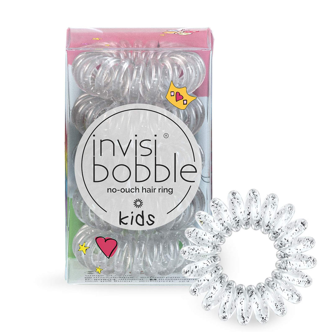 invisibobble Kids Spiral Hair Ring - 5 Pack, Princess Sparkle - No-Ouch Coil Hair Ties with Strong Grip - Accessories for Girls Toddlers and Kids - Non-Soaking and High Wearing Comfort Updo Tool