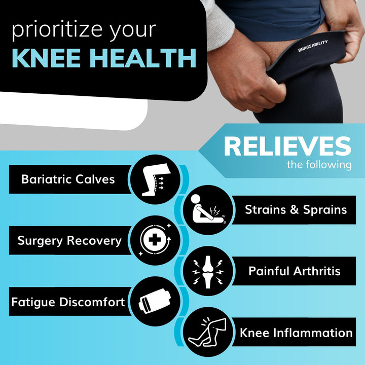 Plus Size Neoprene Knee Sleeve - XXXXL Compression Support Brace for Bariatric Men and Women with Arthritis Joint Pain or Kneecap Instability, Fitting Big Legs and Large Thighs (4XL)